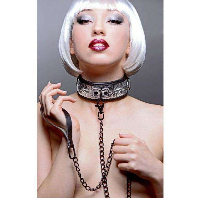 Platinum Bound Chained Collar with Leash